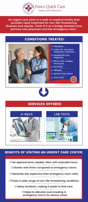 If you are looking for urgent care that accepts Medicare in Frisco, TX, Frisco Quick Care is here to help. Our professional team offers fast, reliable, and compassionate walk-in services tailored to meet the needs of Medicare patients. With a focus on accessibility and quality care, Frisco Quick Care makes urgent medical services easy to access and Medicare-friendly. For more information, contact us or schedule an appointment online. We are conveniently located at 8845 Gary Burns Dr, Ste 180, Frisco, TX 75034.